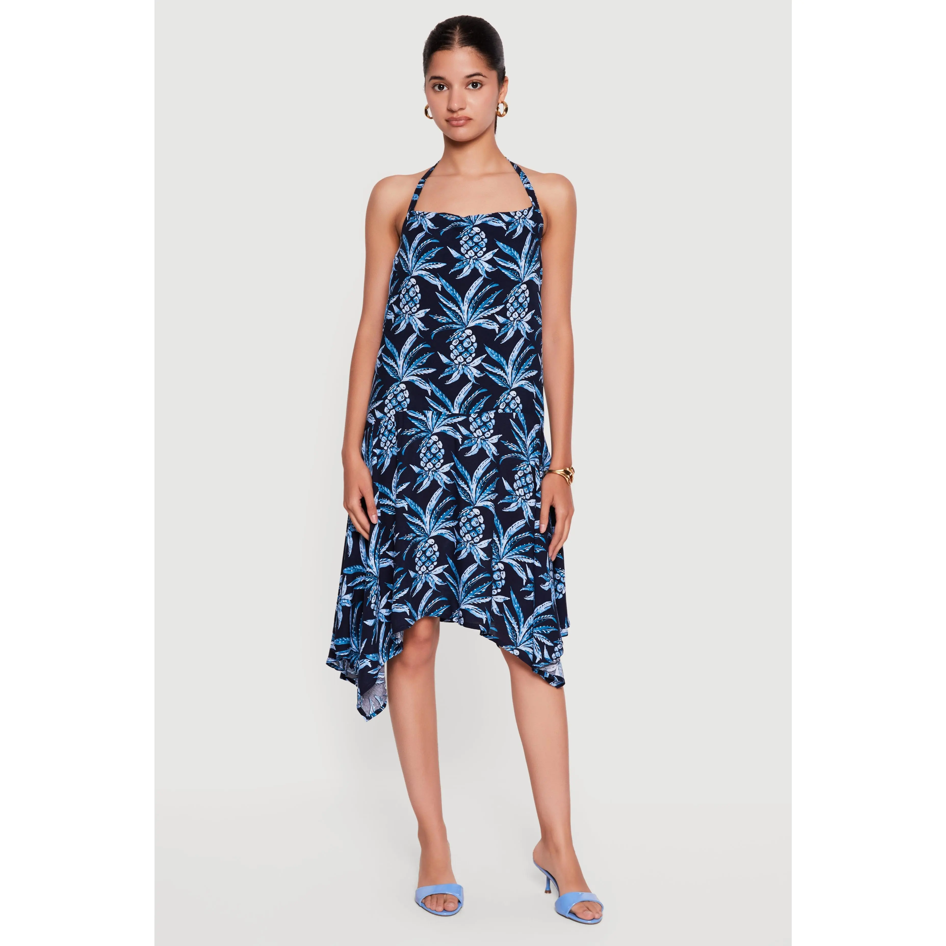 Pineapple Print Halter Dress