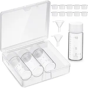 4 count Liquid  Travel Container Scale Glass Liquid Containers Small Single Dose  Bottles Dispenser and Leak-proof Plug Travel Essentials Accessories(Clear,10ml)