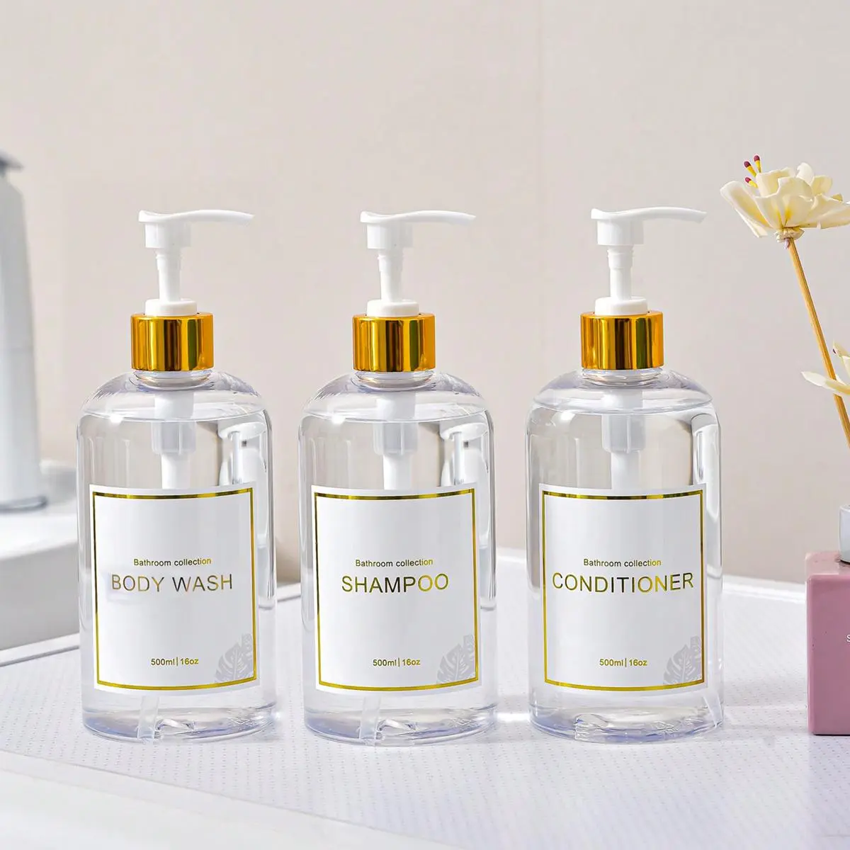 3pcs Round Refillable Pump Bottle, Plastic Soap Dispenser, Press Soap Liquid Dispenser, Lotion Dispenser With Pump, Shampoo Conditioner Dispenser, Bathroom Accessory For Home & Travel