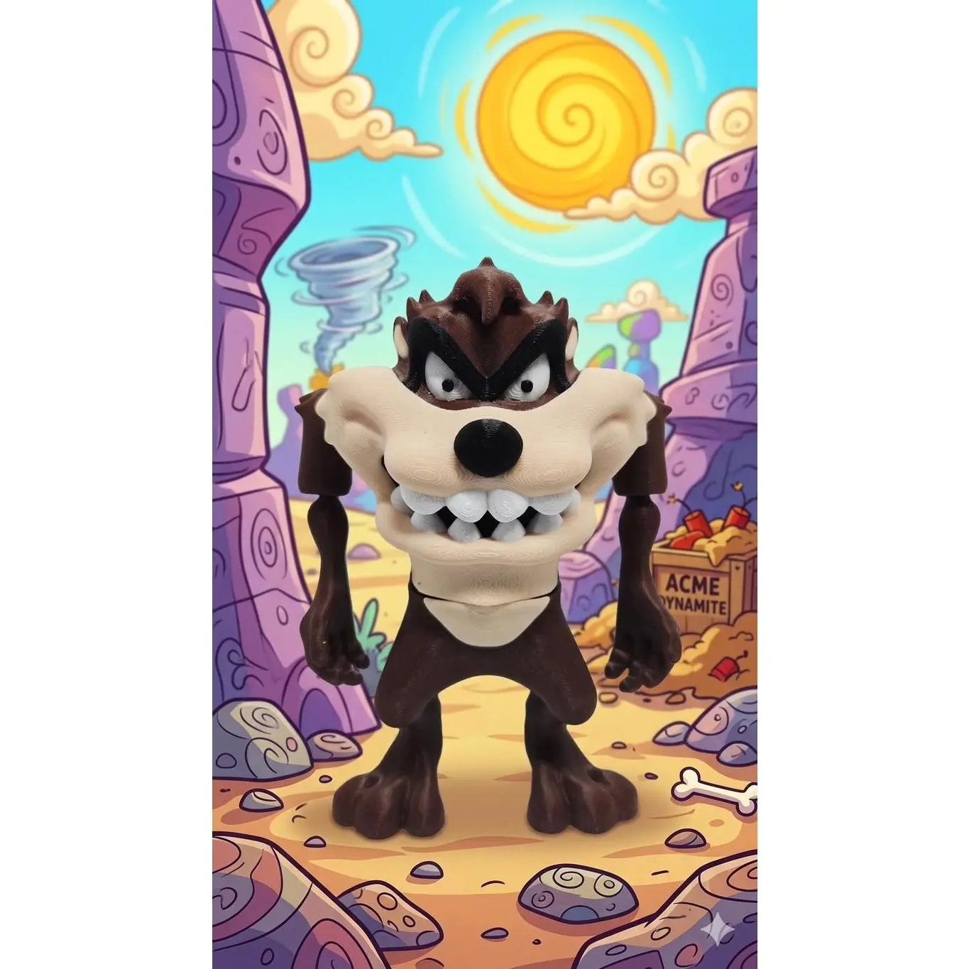 3D Printed Taz Flexi Figure | Looney Tunes Tasmanian Devil Toy