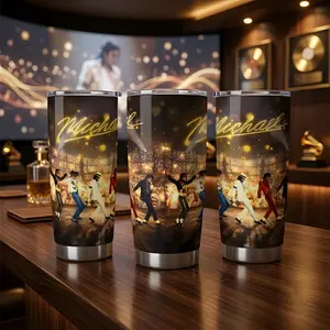 Michael Jackson 20oz Tumbler with Lid & Straw $Brush, Vacuum Insulated Stainless Steel Travel Mug Leak-Proof Reusable Cup Music Fan Gift Dance Lover Gift Anniversary Present Road Trip Travel Essential
