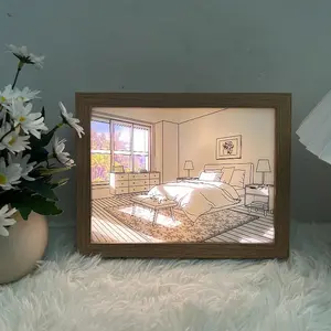 LED Light-Up Art Frame | 3-Color Dimmable Lighting | Modern Rectangular Design | Perfect for Bedroom, Living Room & Home Decor | Ideal Gift & Stylish Room Accent, Home Decoration