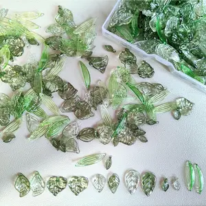 Assorted Green Leaf Beads for  Making - 120 count  Craft Charms Bulk Set, Translucent -Inspired Pieces, Cute Fairy Aesthetic Accents,  Shaped Embellishments (Mixed)