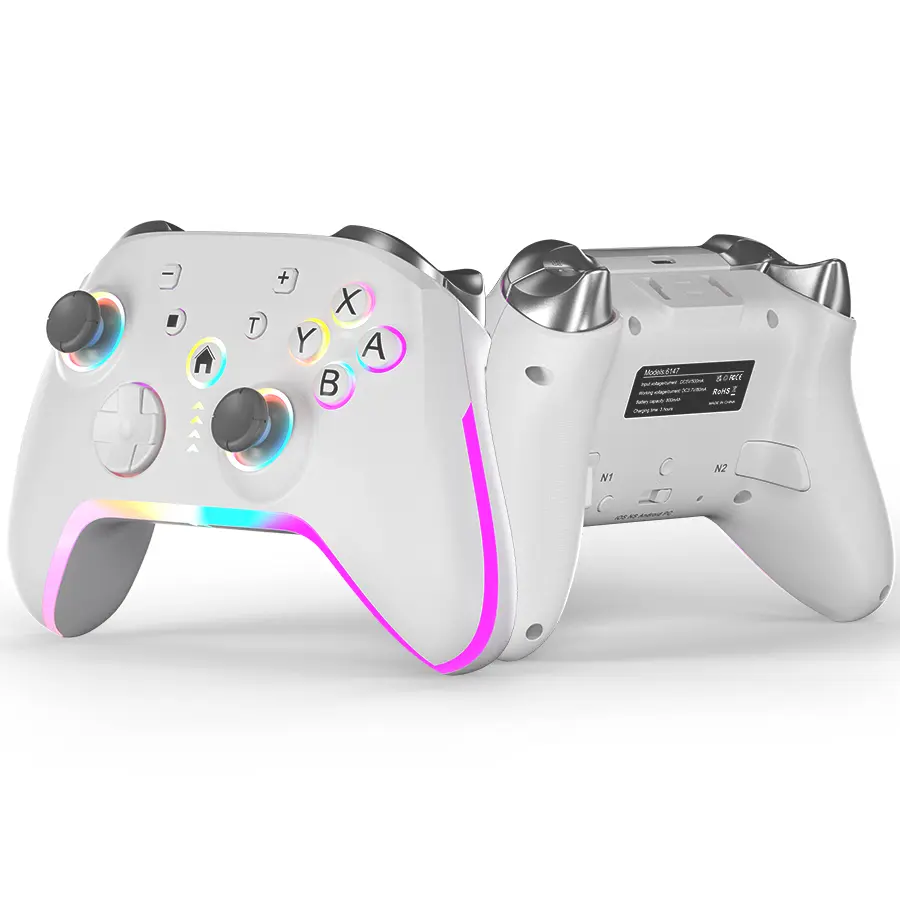 2 Pack Wireless Pro Switch Controller for Switch 2/Switch/Lite/OLED,Replace for Switch Accessories upgraded,Support PC game Android/iOS with RGB Grip LED lights,Programmable, 6-axis  effect joystick.Adjustable Turbo Dual Vibration Function, Console Kit