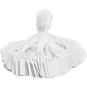220 Pack White Price Tags with String Attached Writable Labels for Gift Wrapping Jewelry Clothing 1.38 x 0.87 Inches