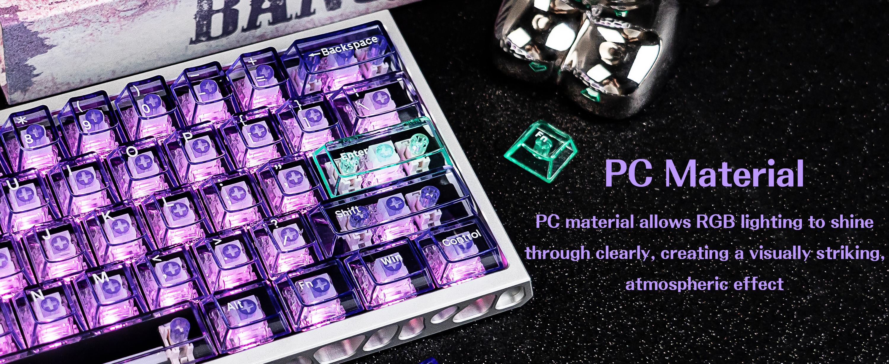 157 Keys Custom Pink Clear Transapent Keycaps PC Material UV Tranfer Purple Clear Keycaps Set Fit for 61/64/87/104/108 Mechanical membrane Keyboard Cherry Mx Switches outdoorfun