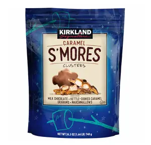 Kirkland Signature Caramel S'mores Clusters 26.3 oz Milk Chocolate Kettle-Cooked Caramel Grahams Marshmallows Snack Dessert Bonbon Sweet - Cocoa