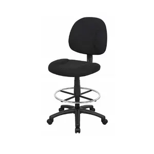 Nicer Furniture AP515 Black Fabric Drafting Chair Stool & Foot Ring - Without Arms
