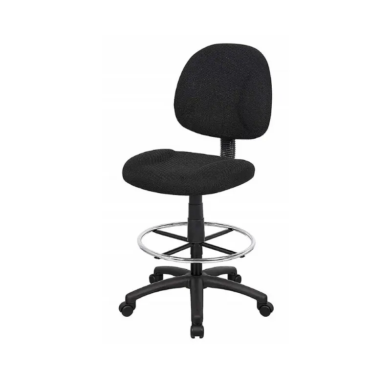 Nicer Furniture AP515 Black Fabric Drafting Chair Stool & Foot Ring - Without Arms