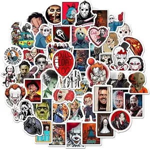50 Pcs Horror Stickers, Horror Decorations Stickers, Horror Movie Stickers,Horror Decor, Scary Movie Spooky Vinyl Waterproof Stickers for Water Bottles, Halloween Stickers