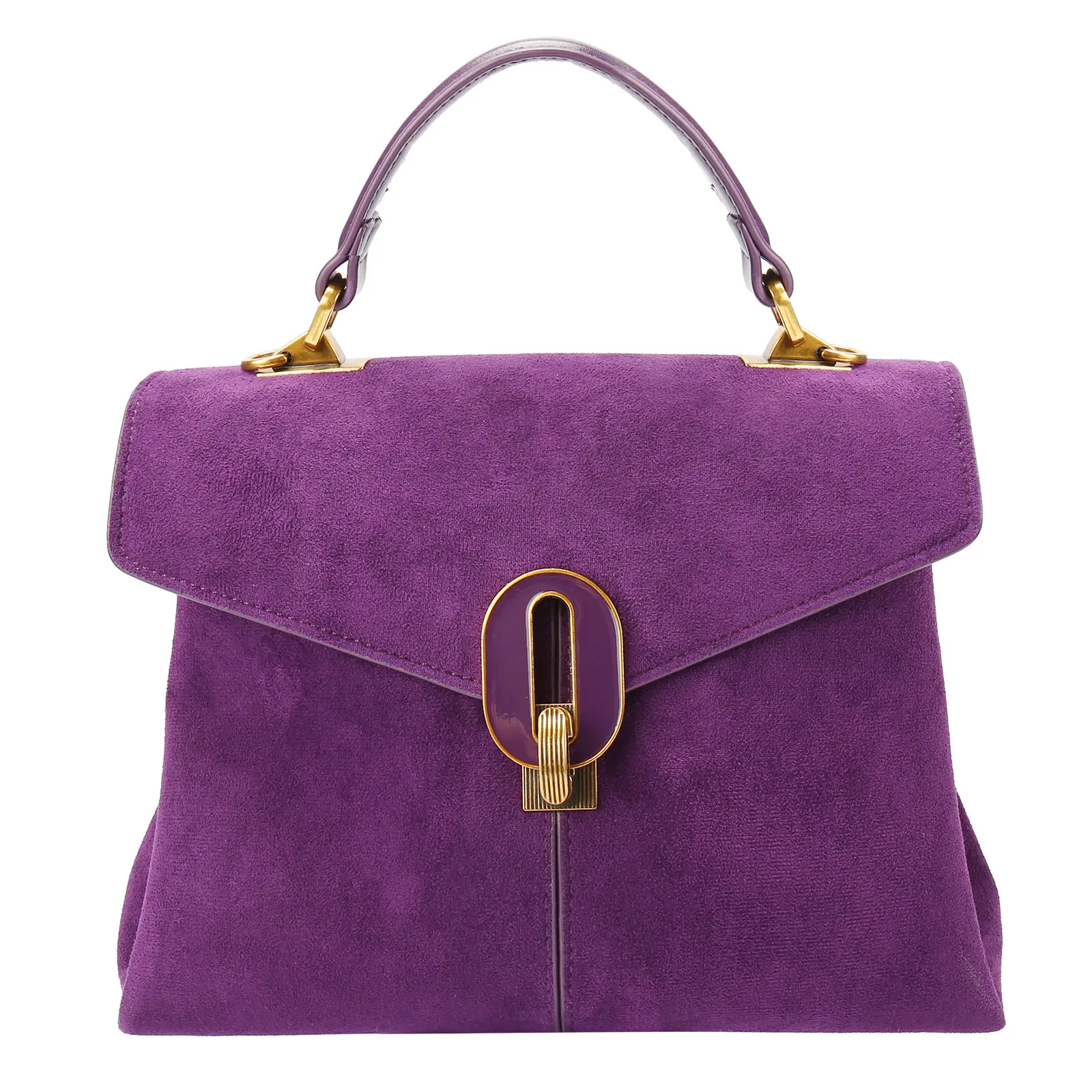 CKSO Royal Dark Night Purple Structured Handbag: Premium Suede Bag with Top Handle & Adjustable Crossbody Strap - Elegant for Party, Dating, Daily
