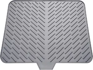 Silicone Large Dish Drying Mat with Built-in Drain Lip, Easy-Clean, High-Temperature-Resistant Kitchenware for Kitchen Counter, Dish Drainer Mats for Kitchen Counter ,Suitable for Tableware and Coasters,father’s day gift,home essentials