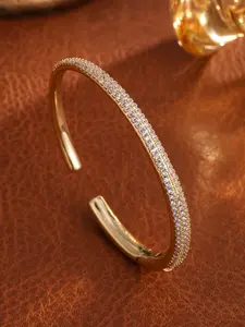 Women's Elegant Copper Zircon Bracelet, Adjustable Open Design, Comfortable Fit, Suitable for Daily Wear and Parties, Open Cuffs