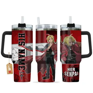 Edward Elric Fullmetal Alchemist Anime Custom Stanley Quencher 40oz Stainless Steel Tumbler With Handle