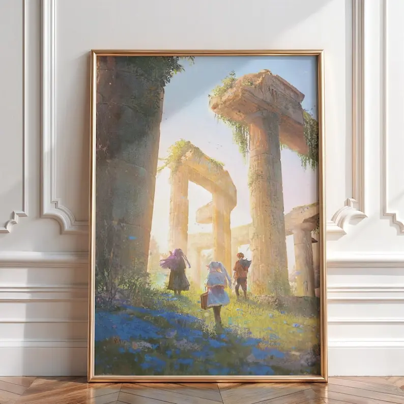 Sousou No Frieren Anime Manga Poster Art Print, Frieren Vintage Minimalist Japanese Wall Decor Artwork (Unframed, Print Only)