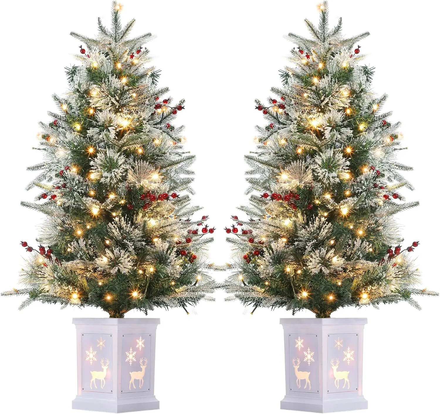 3 Ft Pre-Lit Christmas Tree, Christmas Tree with 78 Led Lights,Battery-Powered,Artificial Tree with Illuminated Base,Indoor/Outdoor Decor-2pcs