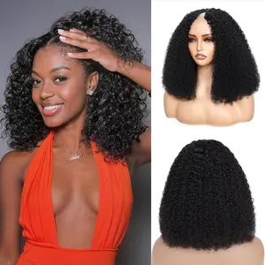 Burmese Curly V Part Wig Upgrade With Drawstring Straight V Part Wigs Human Hair  200% Density Glueless Body Wave V Part Human Hair Clip in Wigs Beginner Friendly No Leave Out V Shape Full Head Clip In Half Wig Curly Human Hair Wig for Black Women