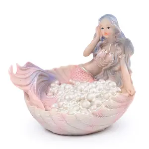 Pearl Mermaid resin statue, marine home decoration, maritime home and office decoration, versatile mermaid decorations for various room types for parties mannequin head