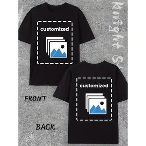 Custom Double-Sided Personalized Photo T-Shirt Retro Style Round Neck Short Sleeve with Custom Front & Back Printing - Add Your Own Photos & Designs - Unisex Adult Sizes for Men & Women - Soft Comfortable Casual & Sportswear - Machine Washa