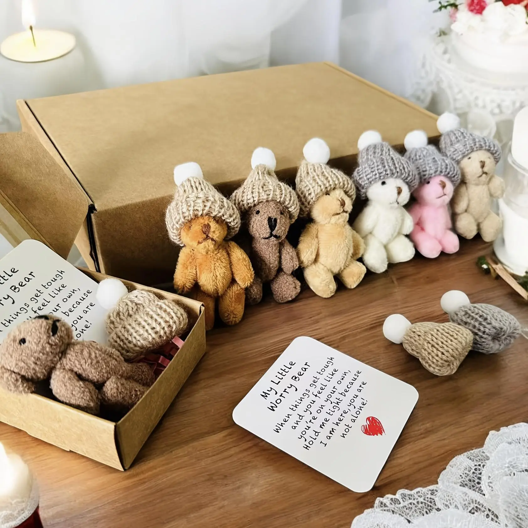 6pcs Bear Hug Love Reminder Plush Toys, Huggable Soft Adorable Stuffed Animal, Interactive Hand & Foot Design, Perfect Party Gift, Soft Cuddly Gift, Stuffed Animal Gifts, Christmas Present, Desk Decor, Collectible