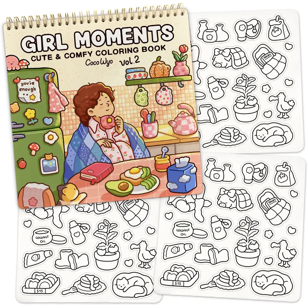 Coco Wyo Girl Moments Vol.2 Coloring Book (Spiral Bound) & Sticker Set