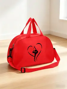 Heart Art Gymnastics Dancer Print Dance Bag, Adjustable Strap Crossbody Backpack, Large Capacity, Yoga Fitness Travel Bag