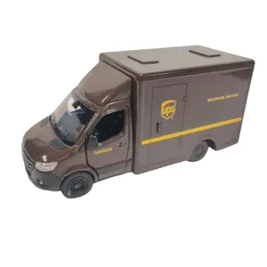 KINSMART 1:48 Scale Mercedes Benz Sprinter Box Truck UPS Edition Die-Cast Metal & Plastic Model with Openable Doors and Pull-Back Action