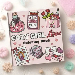 1PC COZY GIRL Sweet Coloring Book Series, Doodle Books, with heart-shaped details reminiscent of dessert fairies, perfect for relaxing, stress-relieving holiday gifts, or everyday casual crafting