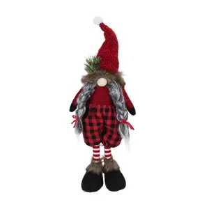 Northlight 17" Red and Black Buffalo Plaid Girl Gnome Figure