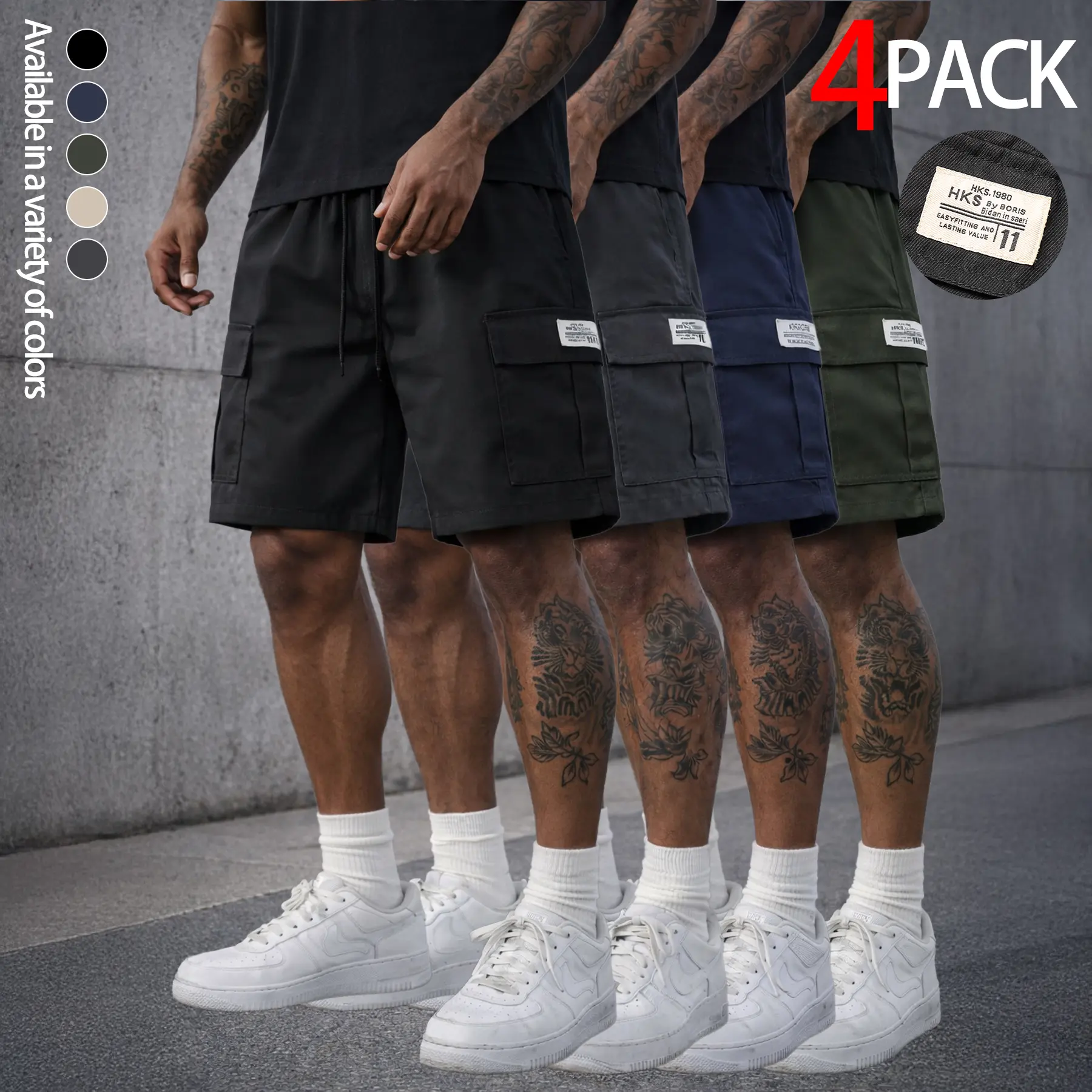 Black + Dark Gray + Dark Blue + Army Green