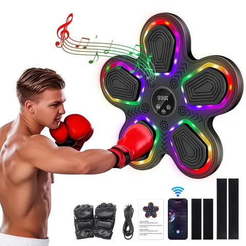Music Boxing Machine for Adults and Kids, Smart Bluetooth Boxing Training Machine with Gloves, Wall Mounted Music Punching Machine for Home, Office, Gym