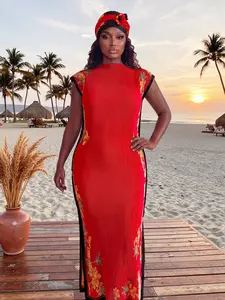 Elegant Plant Print Long Robe with Multi-Color Shawl, Women’s Sun Protection Satin Scarf for Beach, Casual All Seasons Wear