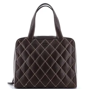 Pre-owned CHANEL Leather Top Handle Bags Surpique Zip Around Satchel Quilted Medium by Rebag