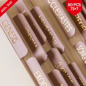 Bible Tabs for Women Study Bible, Embossed Matte Catholic Bible Tabs Gold, Laminated Bible Tabs, Bible Book Tabs w/Old & New Testament Neutral Bible Labels Tabs, Perfect Bible Study Supplies Oak