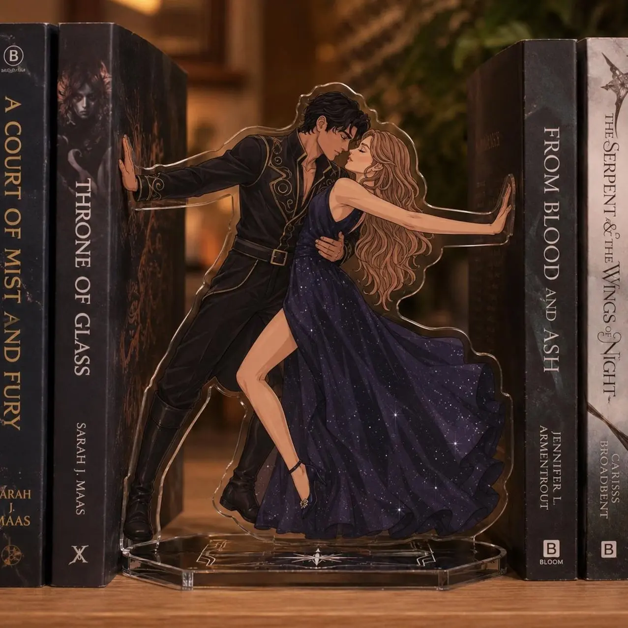 Fantasy Acotar Acrylic Bookend Standee, Romantasy Bookshelf Decor, Couple Book End Display