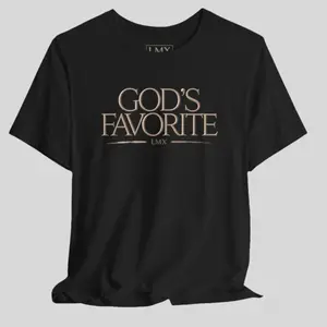 God’s Favorite – Inspirational Graphic Black T-Shirt | Designer Statement Piece by LMX Designs, Lawrence Michael Original Fashion Outerwear