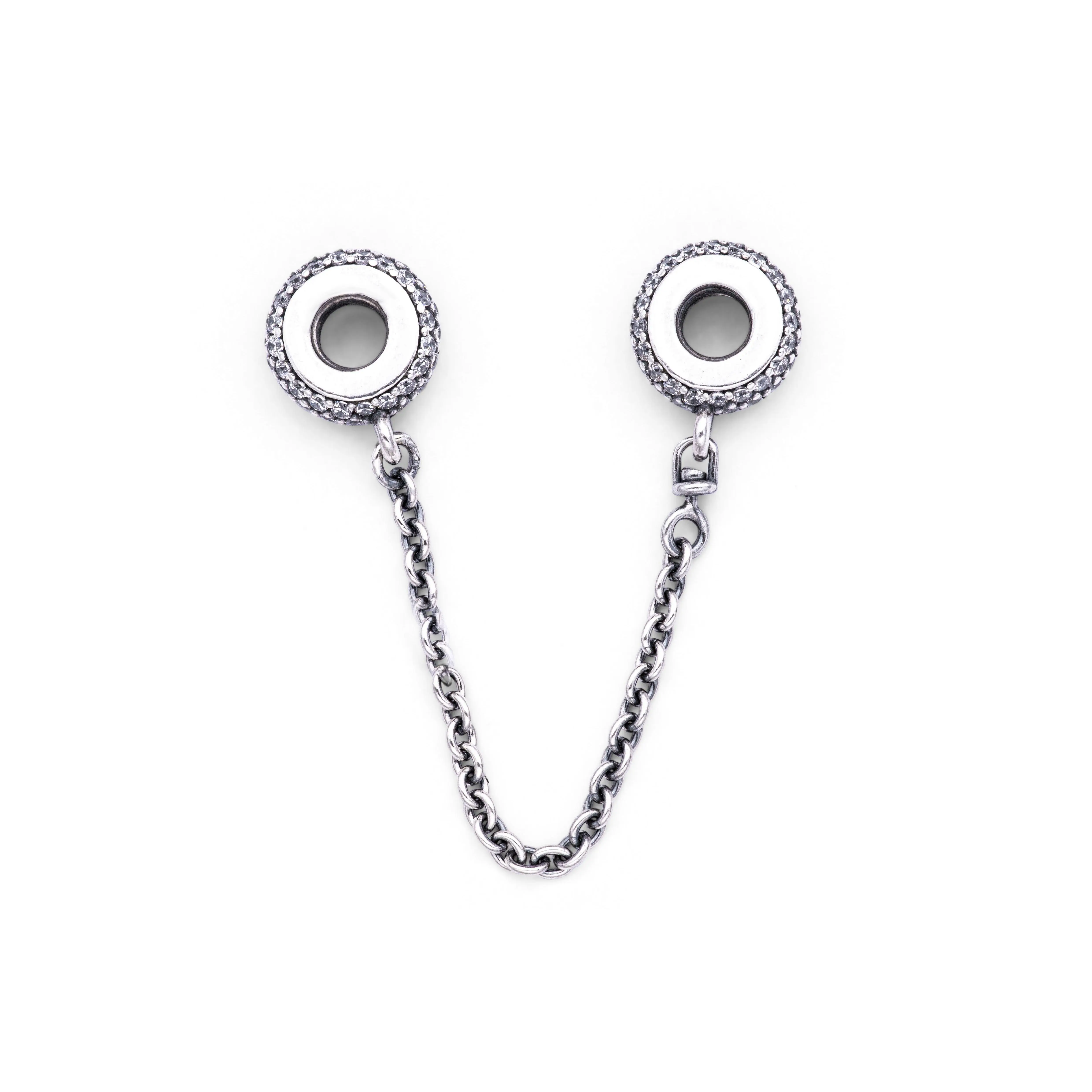 Pandora Pave Set Safety Chain, Cubic Zirconia Costume Jewelry Charm Accessory - 791736CZ-05, Original Box, No Warning Applicable, Silver
