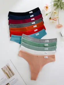 Women's Solid Color Thong, Soft Comfy Breathable Panty Brief Underwear for Daily Wear, Women's Underwear for All Seasons