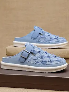 Men's Half Slip-On Casual Shoes, Soft Sole Super Comfortable, Fashion Versatile Lazy Shoes, Plaid Pattern, Ideal for Daily Wear