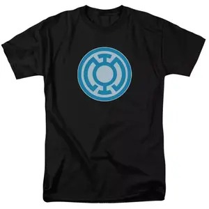 GREEN LANTERN BLUE SYMBOL Licensed Adult Men's Graphic Tee, Men's Regular Fit Letter Graphic Round Neck Tee, Street Fashion Streetwear Short Sleeve T-shirt for Summer Outdoor Wear, Graphic Tees, Comfy Men's Top for Daily Wear