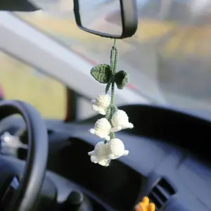 Rear View Mirror Accessories,Cute Car Accessories Aesthetic,Handmade Knitted Rear View Mirror Pendant Ornament,Kawaii Car Decor