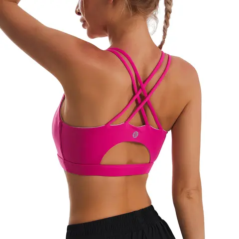 RUNNING GIRL Women's Basic Nylon Blend Padded High Impact Longline Training Sports Bra - Crisscross Back, Breathable Comfy, Skin-Friendly, Quick-Dry, Moisture-Wicking, Anti-Odour - Gym Workout Apparel for Training, Summer Getaways
