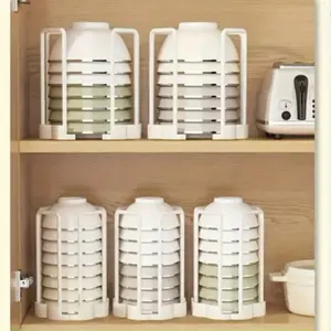 Expandable Kitchen Storage Rack with Drainage Drip Rack Drainboard Dish Drainers Plastic Plate Holder Bowl Shelf Cup Stand Utensil Organizer Outdoor Party Tabletop, Kitchen Organizers, White