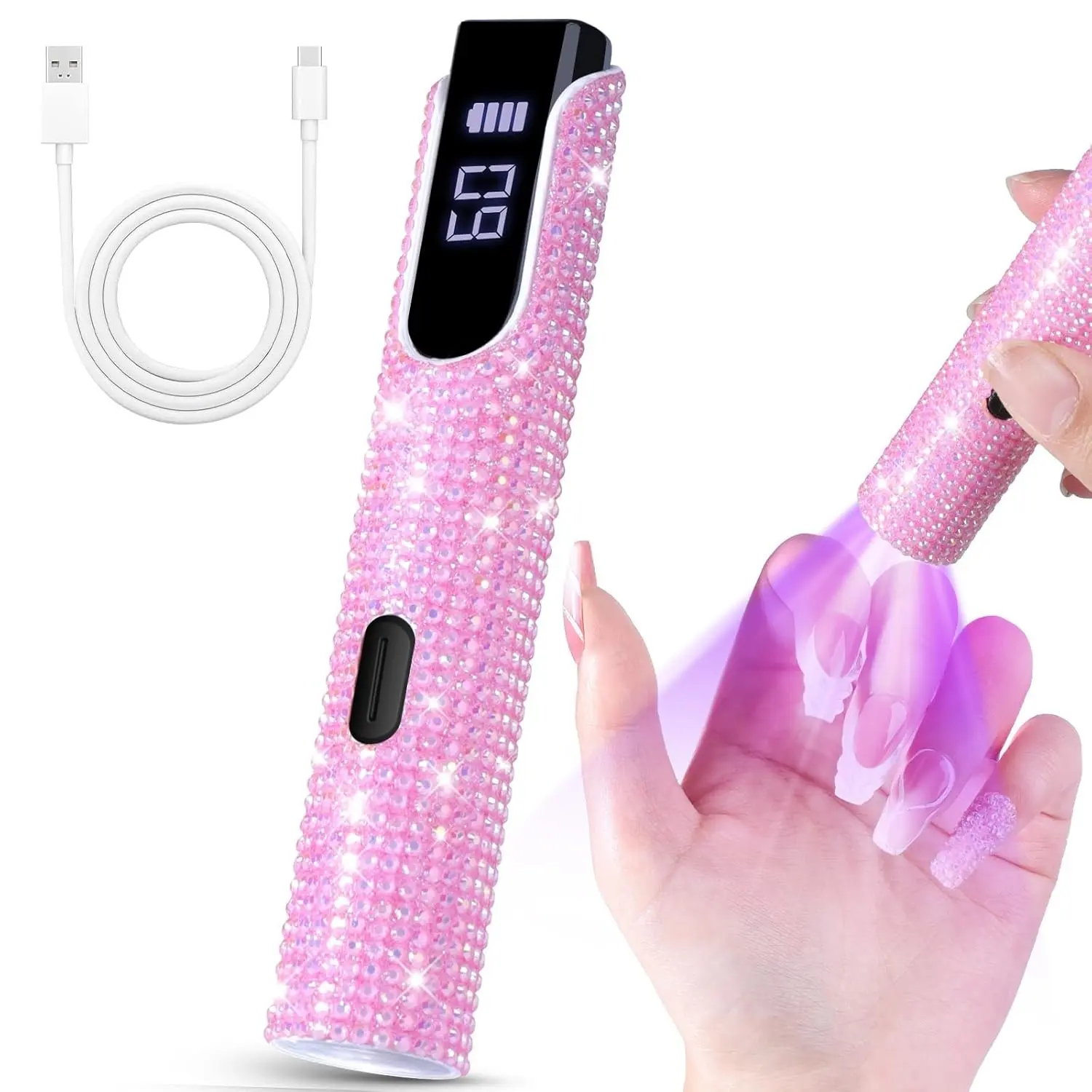 Mini Handheld Nail Lamp, Gel Lamp For Nails, Led Nail Lamp For Gel Polish, UV/LED Dual Light Source, Quick Drying, Digital Display + 2 Timer Settings, Type-C Wireless & Portable, for Home, Salon & DIY Use Rechargeable Curing Lamp