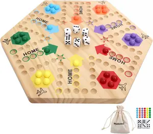 Wooden Fast Track Board Game, Classic 2-Side Painted Original Board Game for 6 & 8 Players, Family Game Night Essential