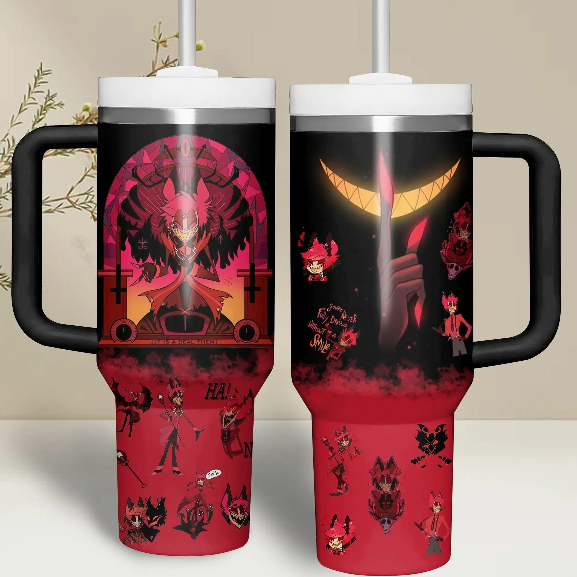 Hazbin Hotel 20oz - 40oz Tumbler Stainless Steel with Straw, Double Wall Insulated, With Handle – Epic Cartoon Movies Series Design, Perfect Gift for Fans