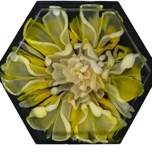 2 Hexagon shaped Resin Bloom Coasters
