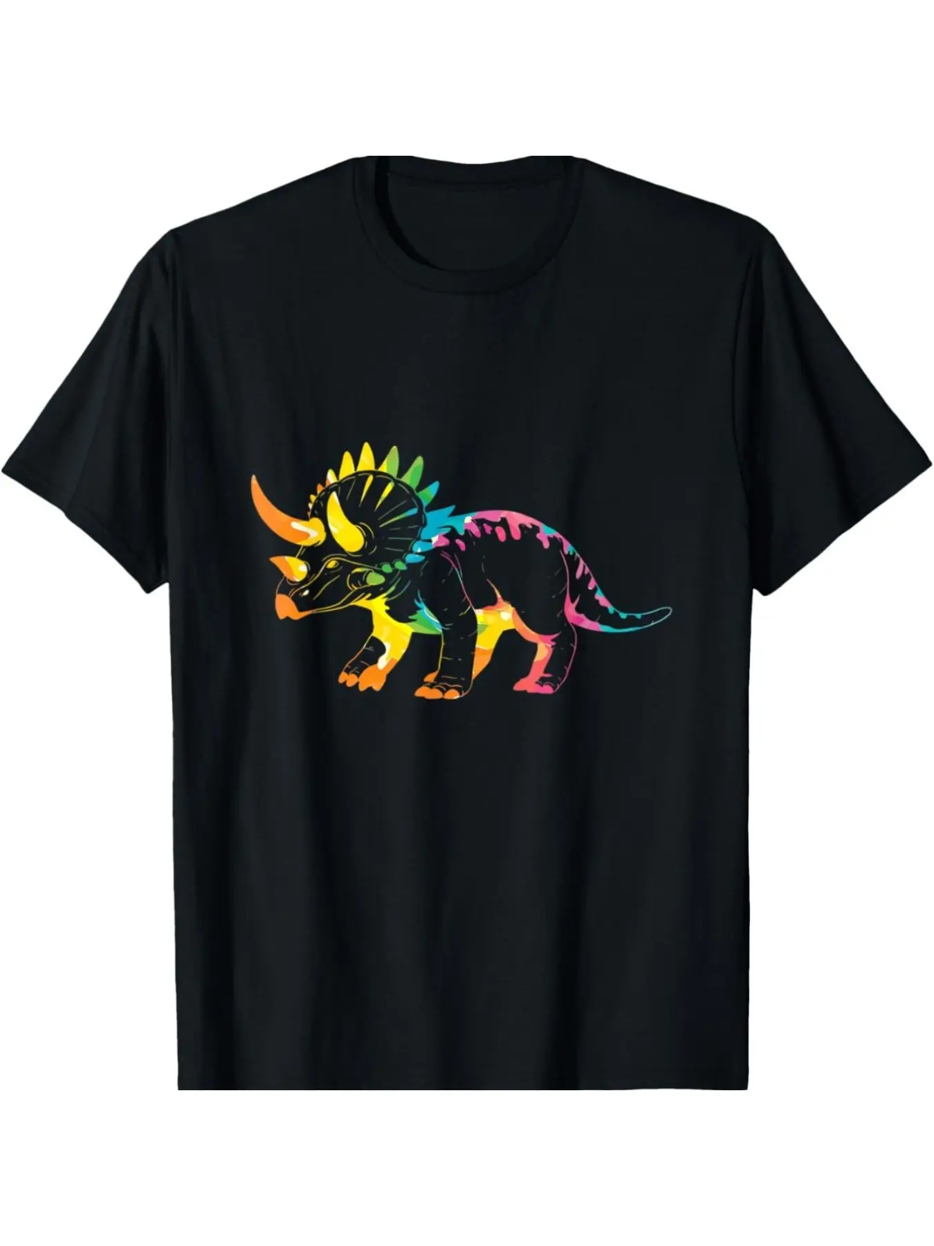 Tie Dye Triceratops Tie Dyed Dinosaur Prehistoric Dino T-Shirt for Men, Soft Fabric, Breathable, Comfortable Short Sleeve Tees Perfect for Summer, Toddlers Birthday to Men Clothes