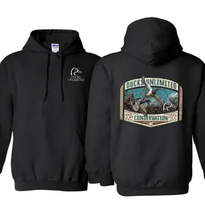 Ducks Unlimited Hoodie/Sweatshirt/Tshirt – Flying Mallard Duck Scene Graphic Hoodie, Outdoor Waterfowl Hunting Hoodie, Wildlife Conservation Style, Unisex Trendy Graphic Hoodie