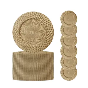 20 pcs  Peacock Charger Plates, Elegant Tableware Decor, Round Plastic Reef Plate Chargers for Dinner Plates,Wedding,Christmas Party Elegant Decoration Place mats Non-food contact 13inch/33cm